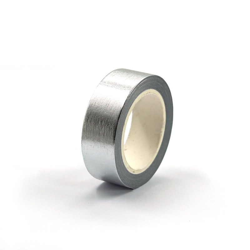 SIDAZON Silver foil washi tape for wall Decorative tape for crafts Washy-tape Mirror tape Silver strips for wall decor Silver duct tape Metallic washi tape Self Adhesive Masking Tape 0.59in x33FT (Silver) - Image 1